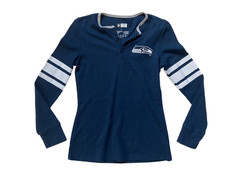 SEATTLE SEAHAWKS Team Blue NFL FOOTBALL LONG SLEEVE SHIRT Lady Fan Gear Women S