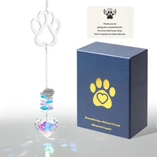 Pet Memorial Gifts, Dog Sympathy Suncatcher, Paw Print Remembrance Prism for... 