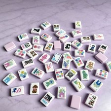 Pink Pet Dog Pattern Acrylic American Mahjong for Home Party Games image