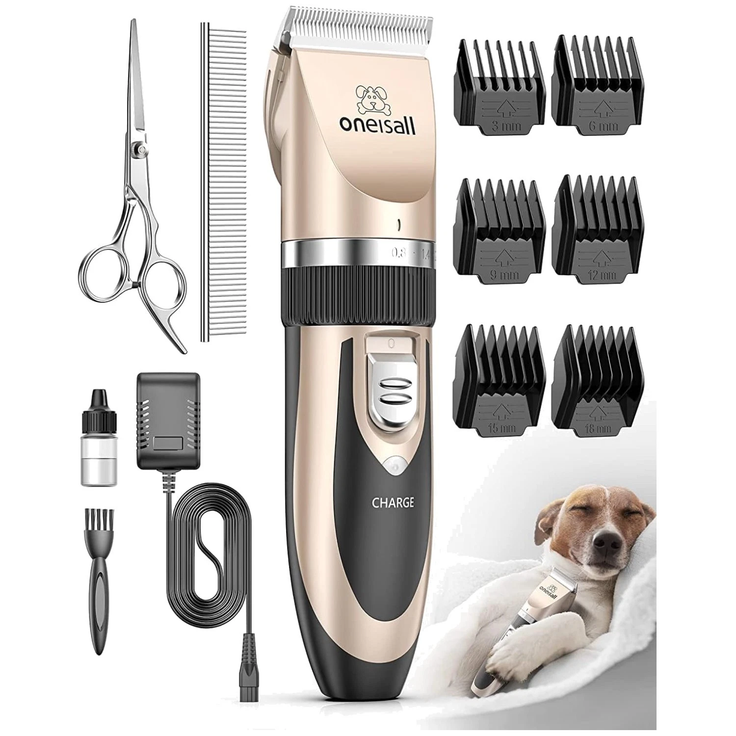 Dog Grooming Kit, Low Noise Cordless Clipper