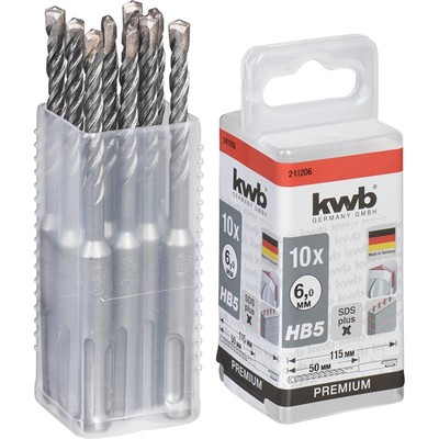 KWB HB5 SDS Plus Hammerbohrer, 115/50 mm, Ø 6 mm, 10 Stück