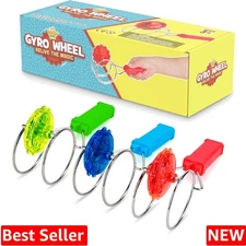 Retro Magic Gyro Wheel – 3 Pack Light Up Magnetic Rail Twister Fidget Toy – C...