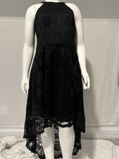 Romantic Black Lace Dress Vintage A-line Style Fish Tail Prom Evening NWT Size L