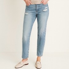 Pistola Womens Denim Jeans Blue Distressed Button Fly Straight Leg Size 25