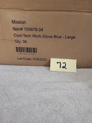 1 Case Mission Cool-Tech Work Gloves W/ Vaporactive Heat-Release Technology 9''/L
