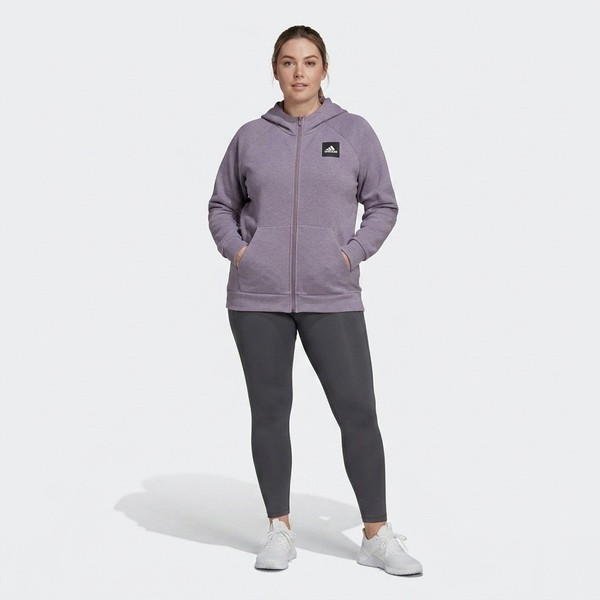 Adidas Full Zip Hoodie Jumper Womens M Purple Cotton Oversized Sample Piece