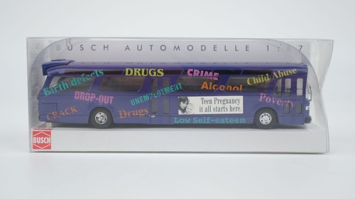 Busch H0 44504 US-Bus "Information Campaign Bus" diseño antidrogénico | Condition: Gebraucht