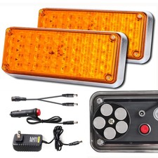 2pcs Magnetic Strobe Flashing Hazard Amber Beacon Lights Trucks Trailer 42 LED