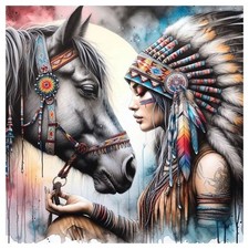 Diamond Art Kits for Adults, Horse Indian Diamond Painting Kits for Beginner,...