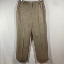 Liz Claiborne Wool Trousers Sz 12P Camel Flat Front Lined Professional Career