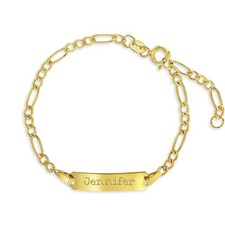 14k Yellow Gold Unisex Adjustable ID Bracelet Engravable Identification Tag 4.5"