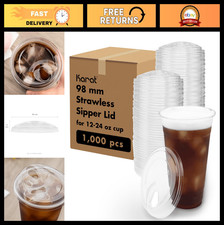 98mm Strawless Sipper Lids for 12-24oz PET Cups - 1,000 Count, Eco-Friendly, Dur