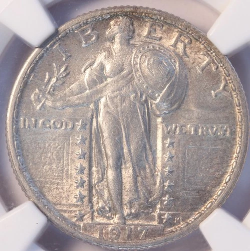 1917 Type 2 Standing Liberty Quarter, NGC AU58, Super Sharp Strike. Nearly FH!