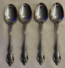 Oneida Pembrooke Renoir Set of 4 Oval Soup Spoons SSS Stainless Flatware VGC
