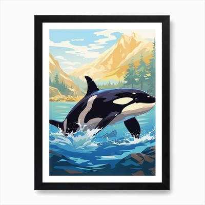 Orca Wal plätscht um Block C gerahmtes Wandbild Poster Leinwanddruck Bild