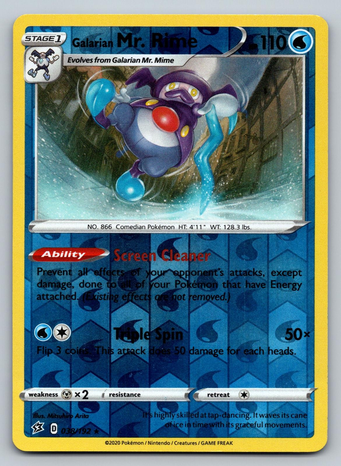 Galarian Mr. Rime 038/192 Reverse Holo Rare Rebel Clash Pokemon NM - LP