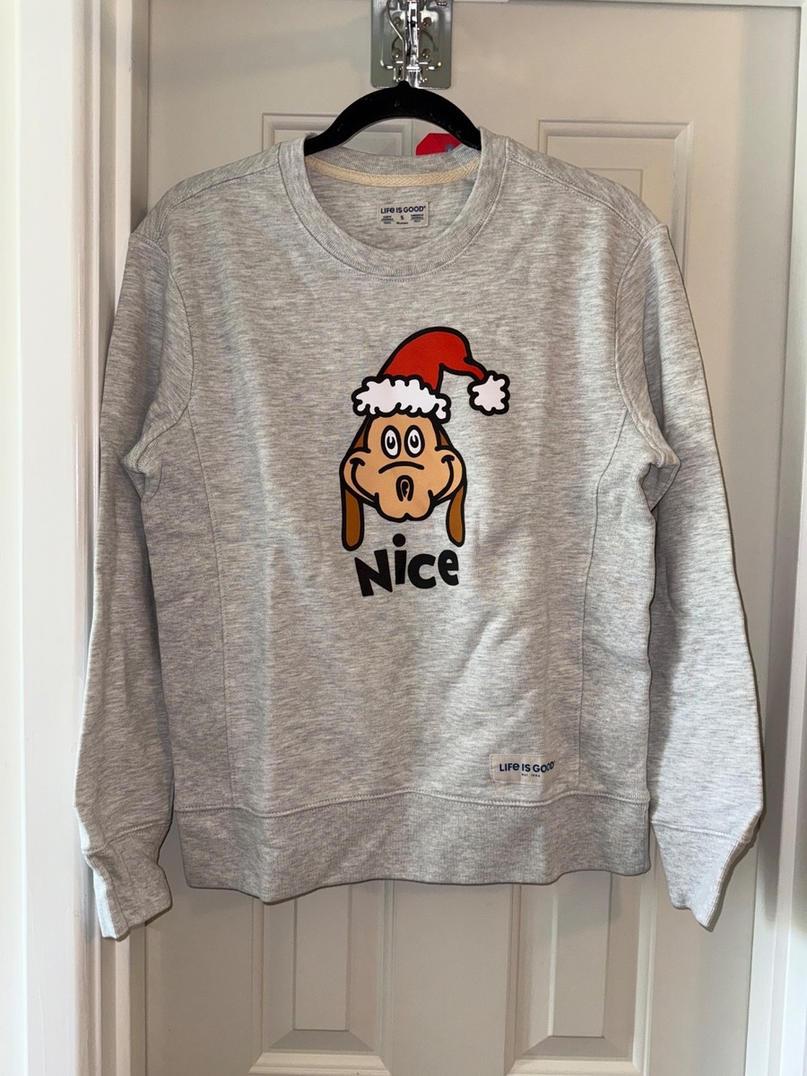 LIFE IS GOOD x THE GRINCH Women's Simply True Fleece Crew GRAY NICE sz  SMALL