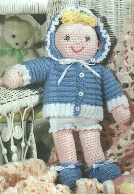 PLAYTIME BABY DOLL AND OUTFIT 16'' TOY DIGEST SIZE CROCHET PATTERN INSTRUCTIONS