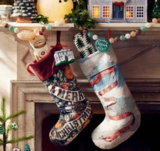 2 x John Derian Stockings: Floral & May Your Days be Merry - New with Tags