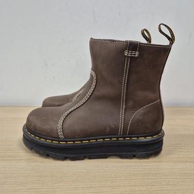 Dr Martens Zebzag Crazy Horse braune Leder Rigger Ropper Stiefeletten UK 7