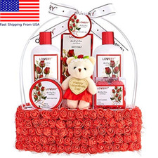 Red Rose Spa Gift Basket for Women, Valentines Day Gifts for Her-Floral  Basket