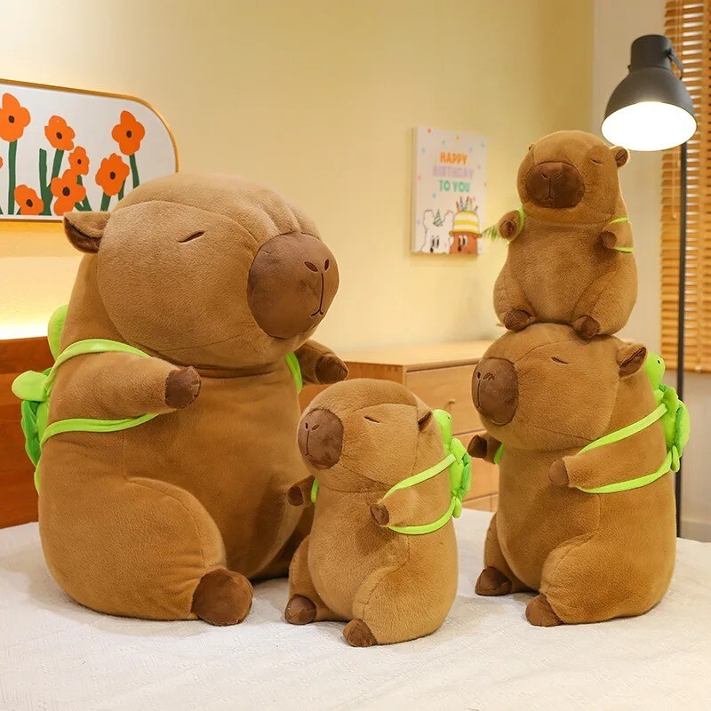Capybara Plush Toy With Turtle Backpack - 13 Inch Kawaii Stuffed Animal
