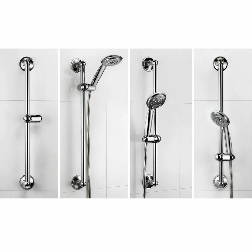 Barra deslizante de ducha ajustable en altura/ángulo de acero inoxidable HotelSpa® Insta-Mount Foto 2 de 4