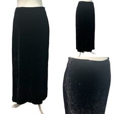 Vintage Y2K Burnout Black Velvet Maxi Skirt Womens 8 Whimsigoth Witchy Fairy Vam