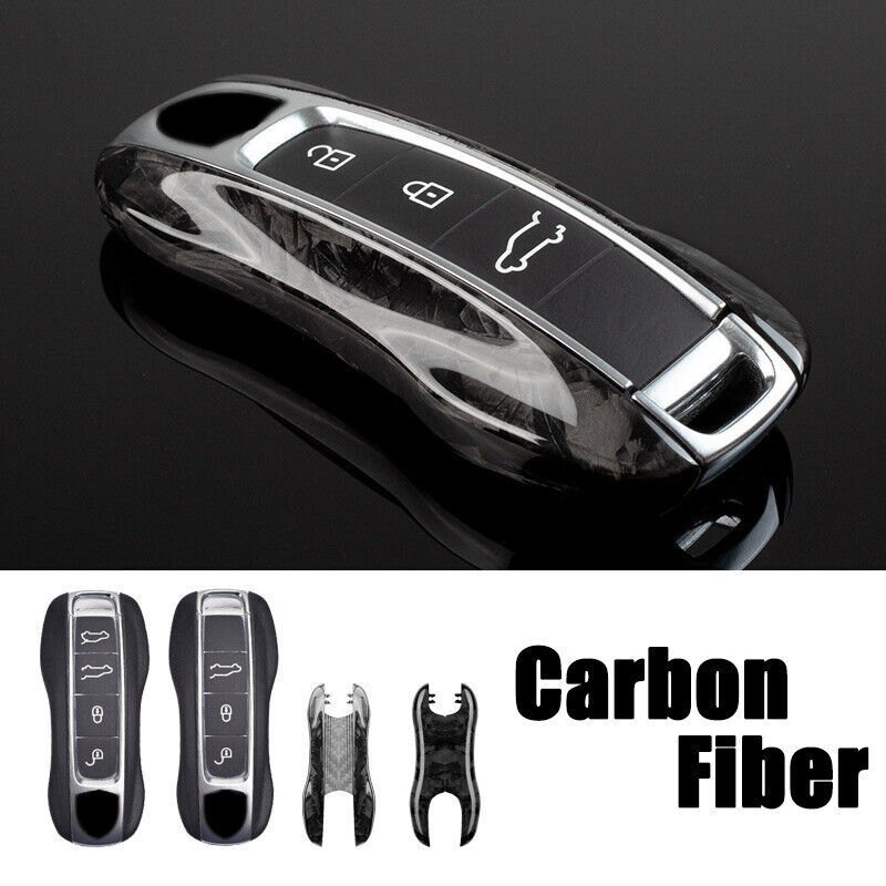 Carbon Fiber Car Key Fob Case Cover For Porsche Cayenne 911Macan Taycan Panamera