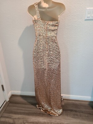 Stunning Rose Gold Sequin B.Smart Brand High Slit Prom Formal Dress Size 3  | eBay