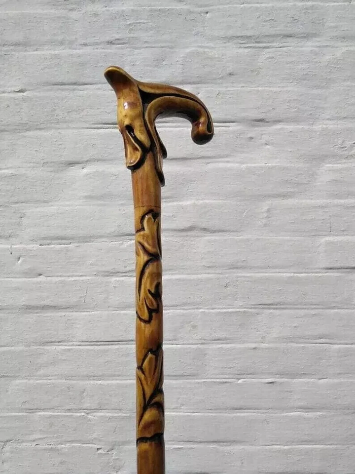 Full Wooden Cane Design Stick Walking Stick Derby Hand Carved For Men and Women - Image 2 of 4