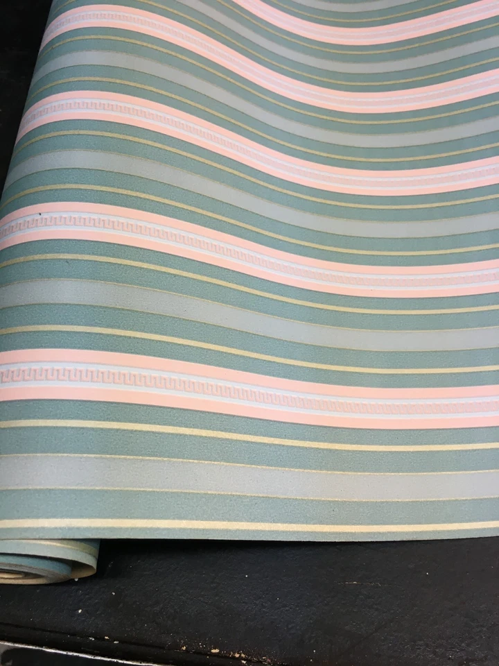 Vintage ROLL  1960s/1970s WALL Paper Pink  Teal Green  33ft  x 20in - Image 3 of 4