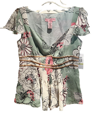 NWT Bandolino Hana sleeveless top mint floral size 4