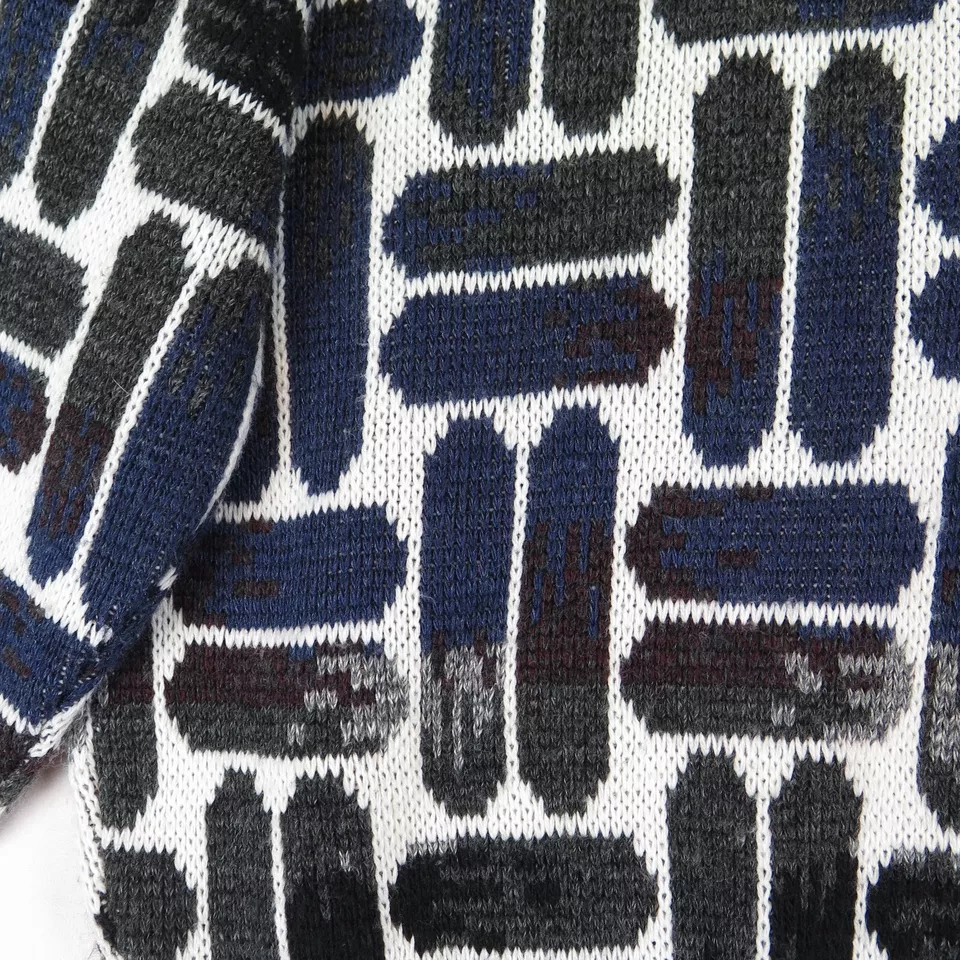 Suéter Abstracto Lavane NY Para Hombre L Gris Marfil Negro Tejido Modernista Pull Over De Colección Foto 3 de 4