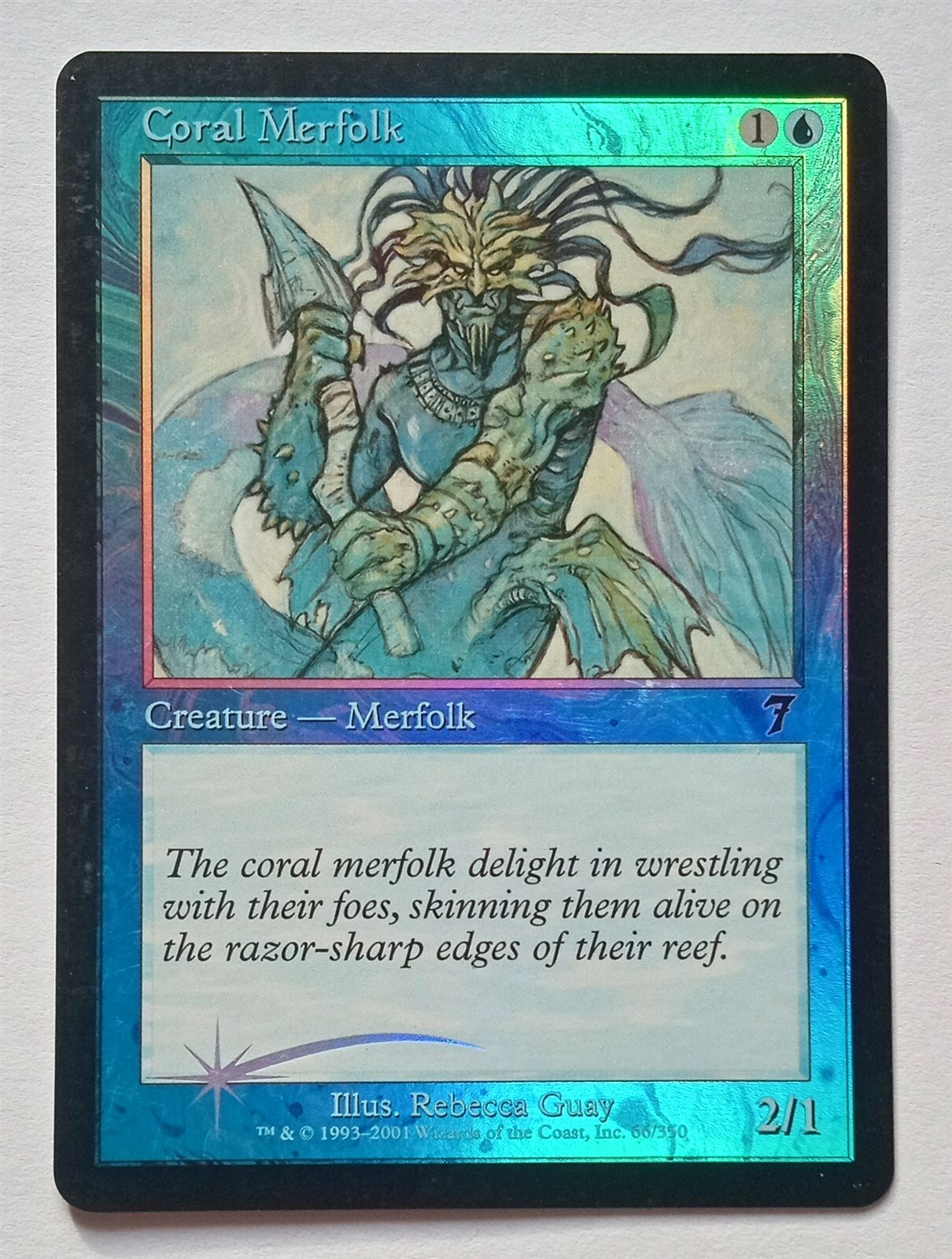 Magic MTG - Coral Merfolk (Foil) - 7th Seventh Edition - LP
