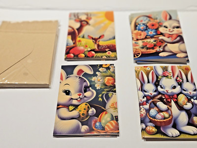 Easter Greeting Cards Bunnies Deer Easter Eggs NIP Set of 12 with Envelopes