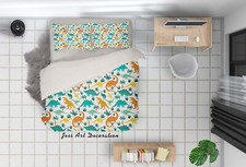 3D Dinosaur Leaf Pattern Kids Quilt Cover Set Duvet Cover Bedding Pillowcases