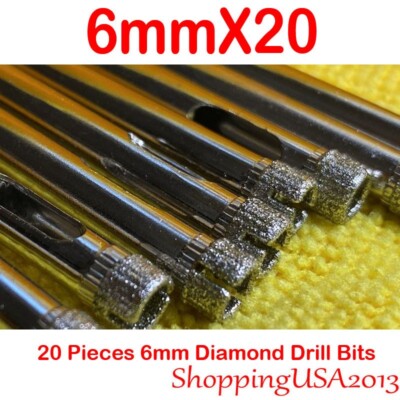 6mmX20 Diamond Coated Drill Bits Tool Hole Saw Set Porcelain Marble Granite