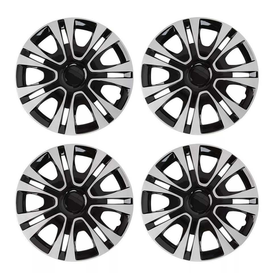 Set Of 4 Wheel Covers For 15 Inch Rims - Snap On Full Hub Caps Silver ABS (USA Style) 5 thumbnail image