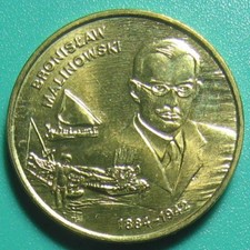 POLAND 2002-MW 2 ZLOTE ANTHROPOLOGIST BRONISLAW MALINOWSKI POLISH COIN 8gr 27mm