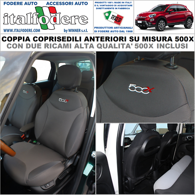 COPPIA COPRISEDILI Fiat 500 SU MISURA Fodere Foderine ANTERIORI Tessuto Cordura - Foto 3