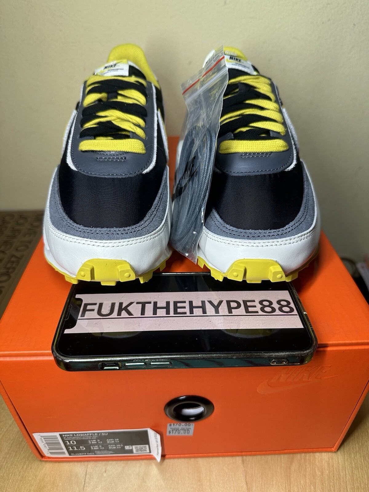 SACAI X NIKE sacai x Undercover x Nike LD Waffle limone brillante DJ4877 001 taglia 10 NUOVO