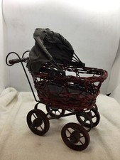 Baby Stroller Victorian Style Buggy Carriage Wicker Wood Home Decor