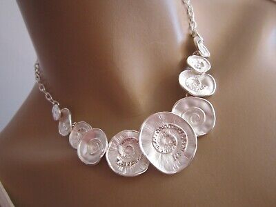 Damen Collier Hals Kette Kurz Modekette Modeschmuck Silber Spiralen Kreise Neu Ebay