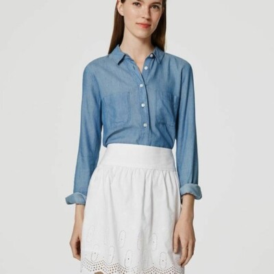 SOLD OUT NWT ANN TAYLOR LOFT MINT GREEN GEO EYELET skirt