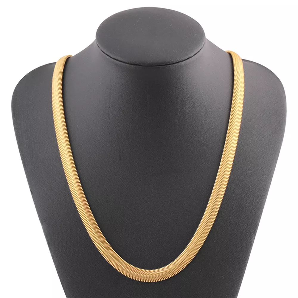 Flat gold store chain necklace