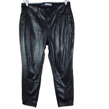 Old Navy Faux Leather Pants Womens 14 O.G. Straight Leg Black High Rise Stretch