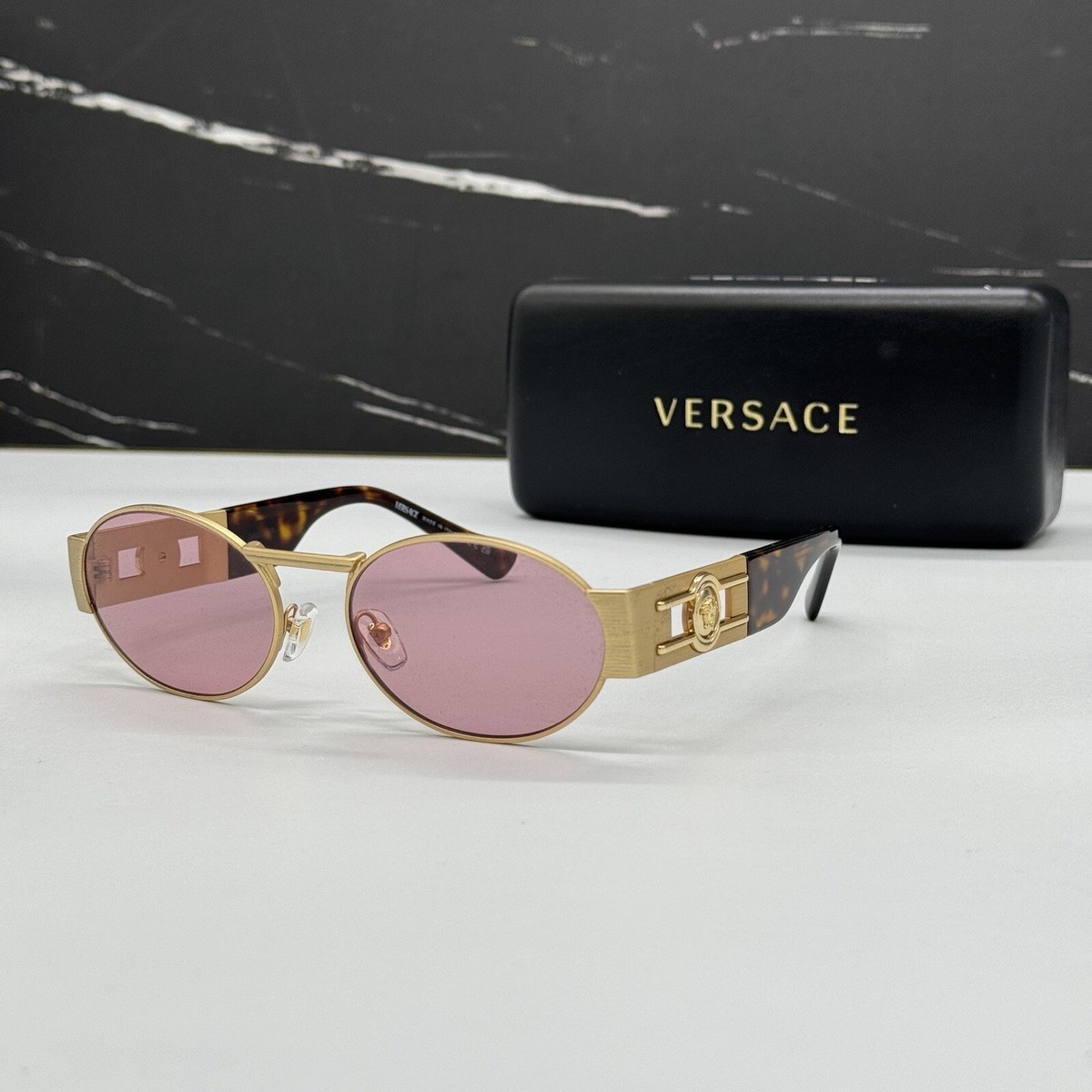 サングラス VERSACE Woman Sunglasses Gold 0VE2264 100284 NEW MOD 2264 1002/84 VERSACE WOMEN SUNGLASSES VE2264 100284