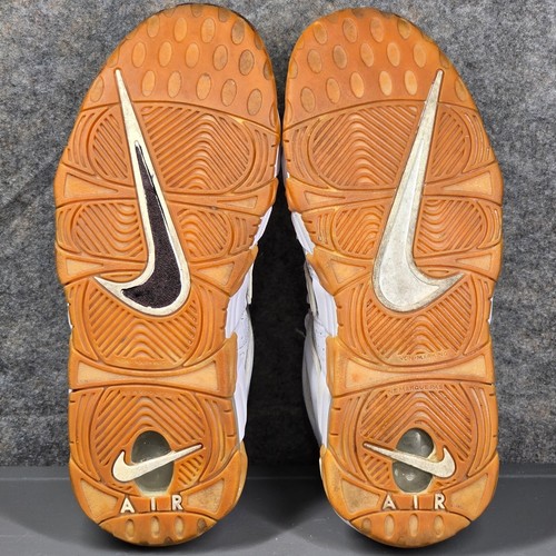 Nike Air More Uptempo Basketball Shoes White Gold Trim Kids Size 4.5Y 415082-101 - Picture 10 of 11