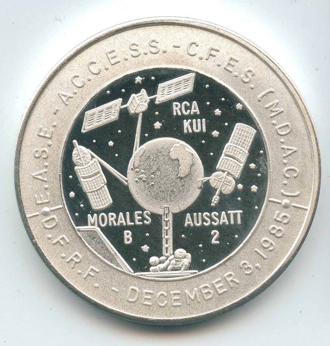 スラッシュメタル〇SOLSTICE／ソルスティス 93年1st 1985 Nasa 61B Atlantis Space Shuttle 999 Silver 1 oz Art Medal